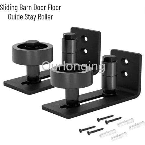 2PCS Sliding Barn Door Floor Guide Stay Roller Adjustable Wall Mount Stay Roller Guide Flush Flat Bottom Design 8Setup Options