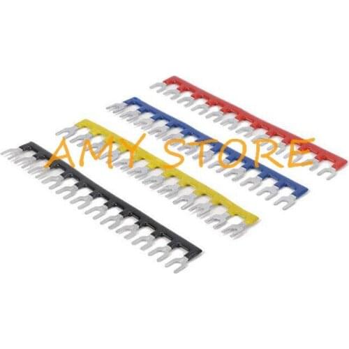 15Pcs 12 Positions Pre-insulated Wire Connector Fork Terminal Block Strip Black Red Blue TB2512 400V 10A for 4mm Cable