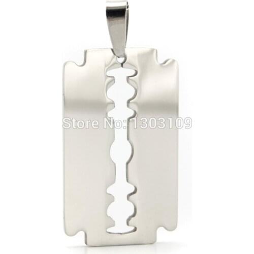 50pcs blade Pendant smooth doublesides polished jewelry diy findings Necklace Pendant for men women 316stainless steel wholesale