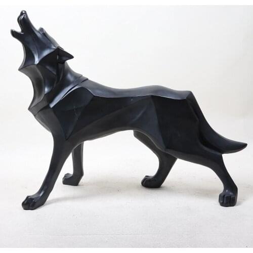 Abstract Geometric Style Wolf Statue Modern Resin Wolf Animal Figurine Home Decoration Accessories Office Display Artware Gifts