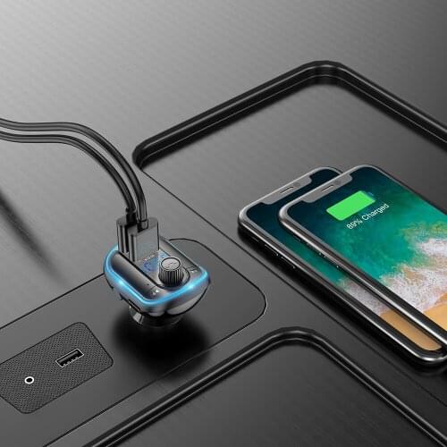 Bluetooth-compatible 5.0 Handsfree Car Kit FM Transmitter Modulator Audio MP3 Player Fast Charging Auto Charger Car Accessories