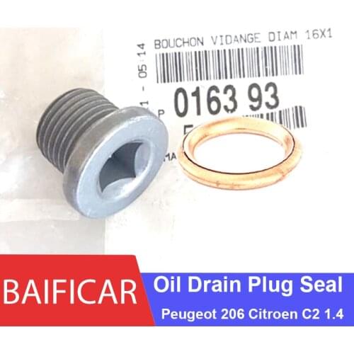 Baificar Brand New Genuine Engine Oil Drain Plug Nut Gasket 016393 016488 For Peugeot 206 Citroen C2 1.4