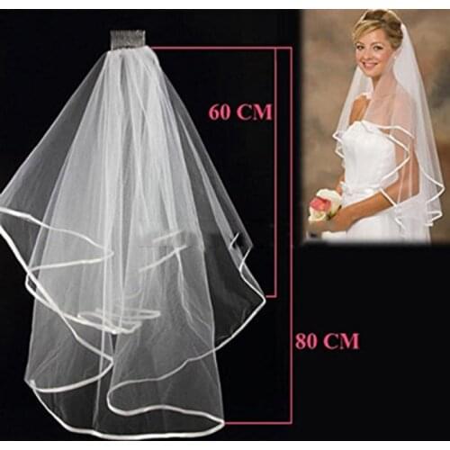 60x80cm White Lace Bridal Veils with Comb Short Two Layer Elegant Vintage Wedding Veils for Bride Cosplay Costume Hair Accessor