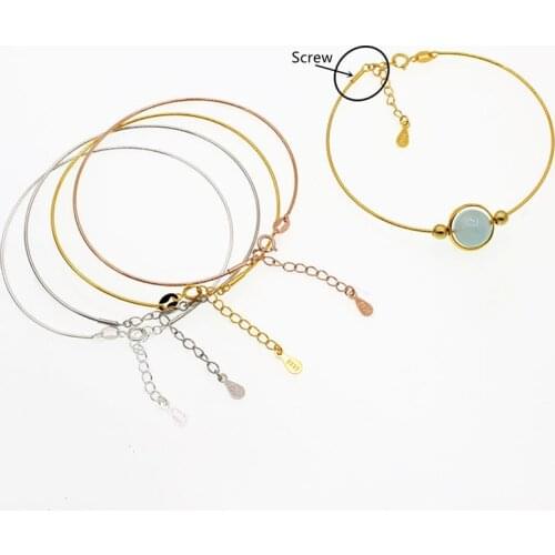 Lo Paulina Solid 925 Sterling Silver Screw Bracelet Bangle For DIY Friendship Charms Jewelry Gifts Of Fashion Women