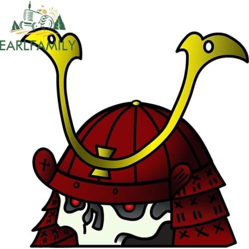 EARLFAMILY 13cm x 12.8cm Funny Samurai Skull Peek Anime Car Stickers Waterproof Decal Sticker JDM VAN RV Window Trunk Decoration