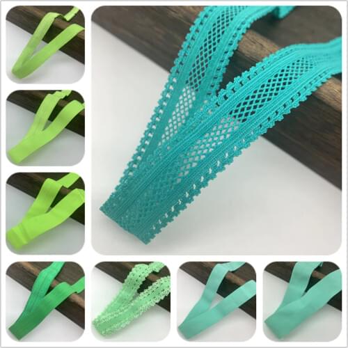 10/15/20/25mm Green Elastic Ribbon Fold Over Spandex Elastic Band For Sewing Lace Trim Waist Band Garment Accessory