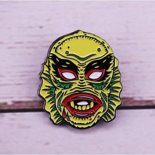 Black Lagoon Creature Enamel Pin Underwater mystery Badge Aquatic demon Brooch Horror Film Accessory
