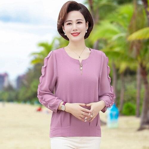 Pearl Long Sleeve T-Shirts Spring Women Tee Tops 2021 New Casual Large Size Middle Age Mother Pullover 5XL Bottoming Shirt