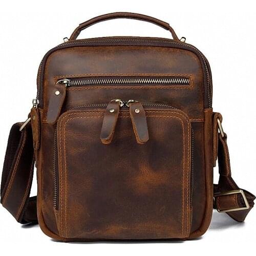 Quality Leather Male Casual Design Shoulder Messenger bag Cowhide Fashion Cross-body Bag 9.7'' Tablet Tote Mochila Satchel bag