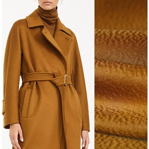 Quality 150CM Wide 820G/M Weight Brown Double-faced Water Wave Wool Autumn and Winter Overcoat Fabric E1149