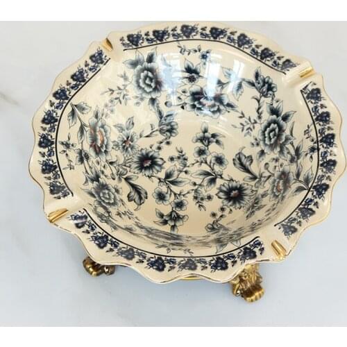 European style creative ashtray alloy ceramic candy plate small fruit plate American style villa model room creative decoration