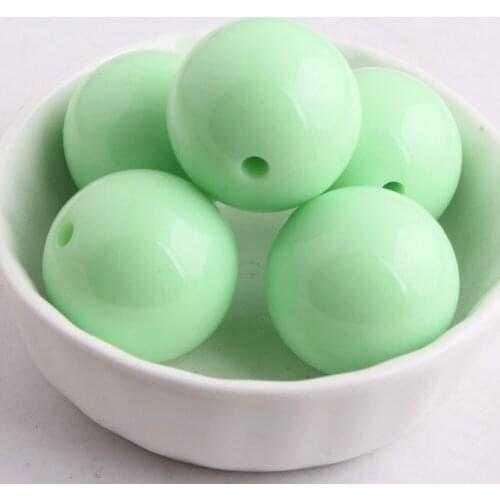 Kwoi vita Wholesales Bright mint green Color Chunky 20MM 100pcs Acrylic Solid Bubble Gumball Beads for Kids Necklace Making