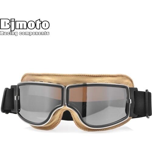 BJMOTO Brand Motorcycle Glasses Goggles Cafe Racer Retro Steampunk Moto Helmet Gafas PU Leather Bike Googles