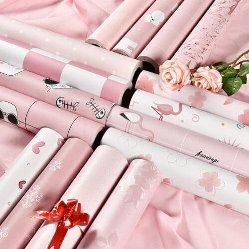 Pink Girl Room Wall Stickers Sprinkles Decorative Self Adhesive Wallpaper Flamingo Heart Pattern Kids Baby Room Decor 60*100cm