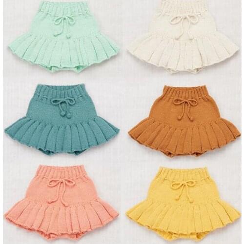 Autumn Spring Children Clothes Kids Lovely Knitting Skirt Shorts Bottoming Princess Pleated Skirts Baby Girls Knitting Shorts