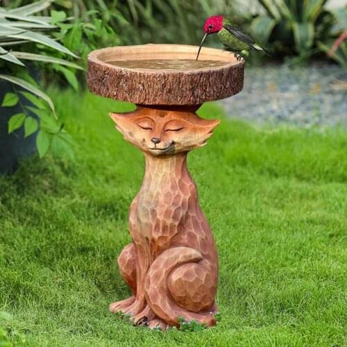 Bird Water Feeder Resin Animal Statue Resin Bird Bath Drinking Feeder Decoration Hummingbird Feeder For Outdoor Garden Decor