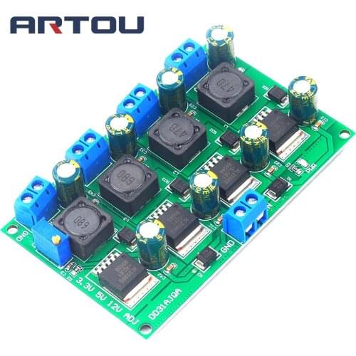 DC-DC 3A Step Down Power Supply Module Buck Voltage Converter 4CH 3.3V 5V 12V Adjustable Output
