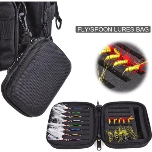 Portabale Fly Fishing Lure Spinner Spoon Bait Foam Box Trout Flies Fishook Fish Hook Hard EVA Storage Case Container Bag