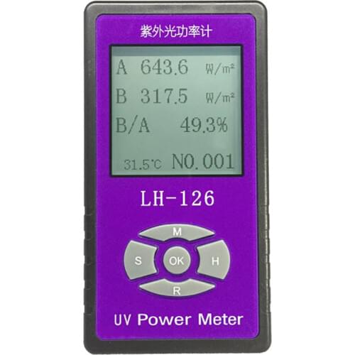 Professional English Version UV Power Meter Barrier Rate Tester Solar Films UV Light transmittance LH126 UV blocking Rate Meter