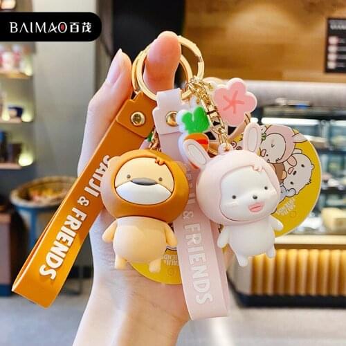 Factory Direct Sales American Personality Cartoon Genuine Little Lion Racing Keychain Creative Trend Car Bag Pendant Wholesale