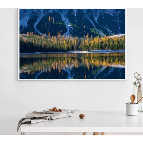 Modern Lake Forest Mountain Canvas Poster Landscape Picture Poster Scenery Nature Canvas Wall Art Print Painting Nordic Decor