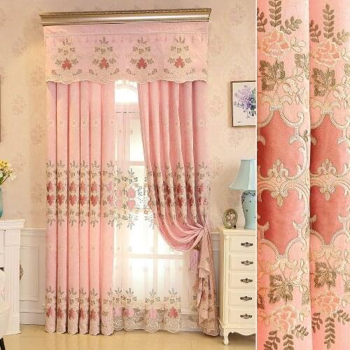Light Luxury Chenille Embroidered Curtains Fashion Simple Modern Style Blackout Curtains for Living Room and Bedroom