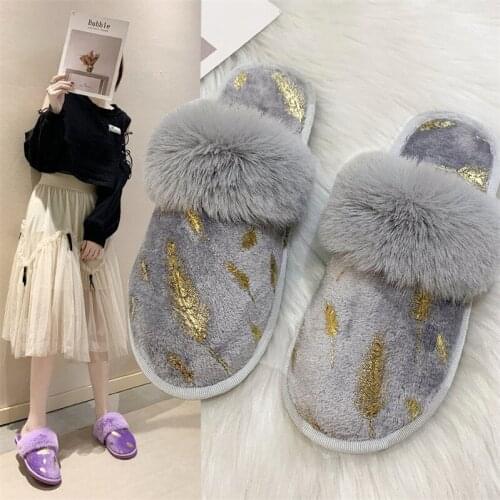 Women Shoes Fur Slippers For Woman winter Warm Fashion Female Footwear Indoor Ladies Slides Non-slip Flat Flip