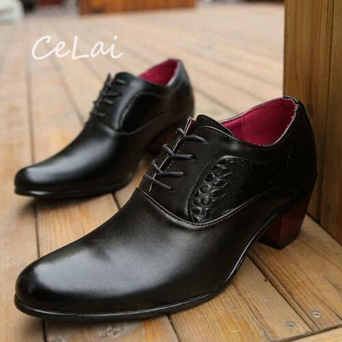 2021 Hidden Heels Oxford Shoes Pointed Toe Classical Chaussure Glossy Business Men Shoes Elegant Dress Suit Shoes Party Prom G16