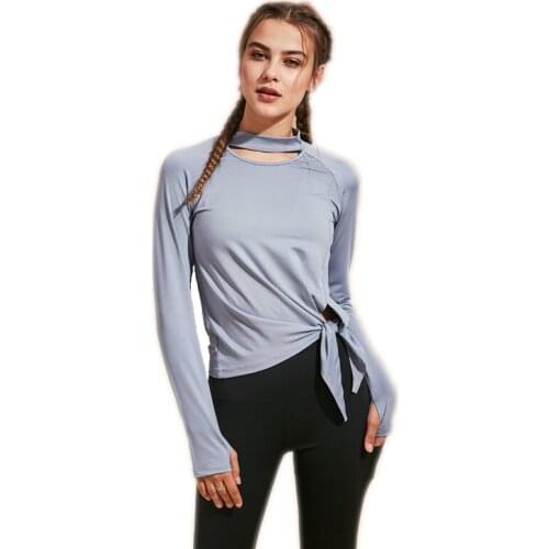 UA ROCK 2019 New Long Sleeve Yoga shirt Garment women Side slit Quick-dry Sports Fitness T-shirt Sexy Holes Neckline Gym clothes