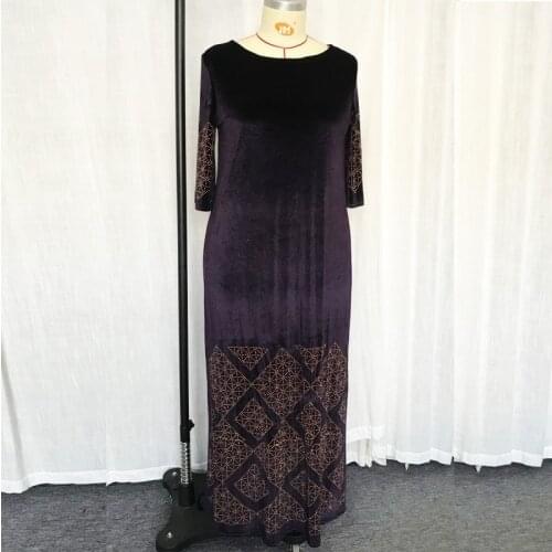 Velvet Diamond Black Gowns Robe Maxi Dress O Neck Loose African Dresses For Women Winter New Fashion Design Dashiki Dress
