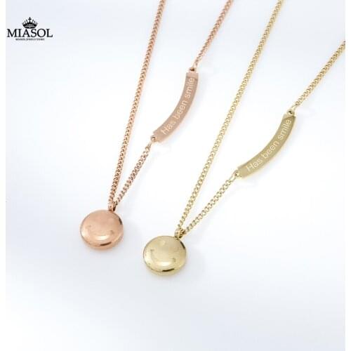 Smiley Necklace Rose Gold Women Stainless Steel Jewelry Neck Ornament Japanese Korean Style Simple Sexy Sweet Cute Girls Pendant