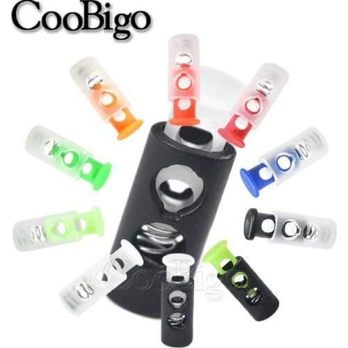 100pcs Colorful Frost Cylindrical Cord Lock Stopper Transparent Toggle Clip for Sportswear Shoelace Paracord Lanyard Accessories