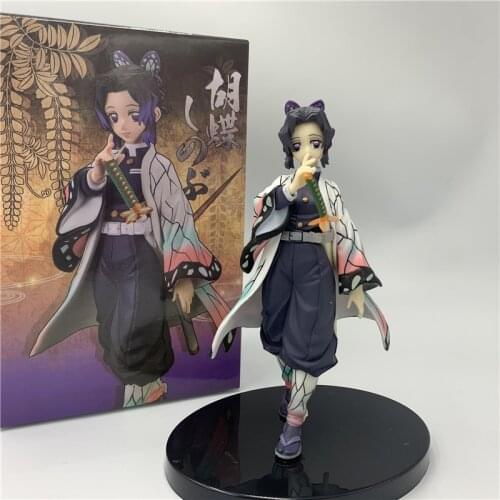 15cm Demon Slayer Kochou Shinobu Cute Standing Comic Yellow PVC Action Figure Kimetsu no Yaiba Tanjirou Nezuko Toy Model