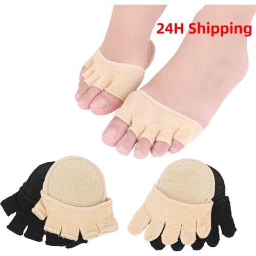 1Pair Toe Separator Pads Elasticity Foot Care Half Insoles Five Finger Toe Socks Toe Support Pads Insoles Forefoot Pain Relief