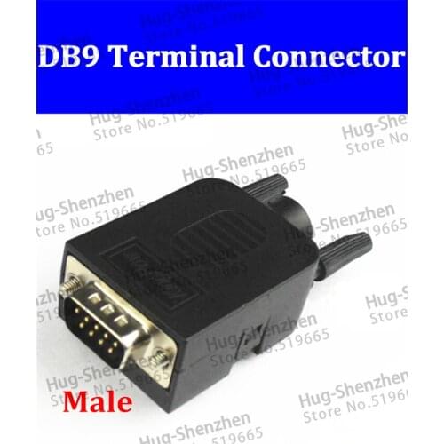 D-SUB DB9 male 9Pin Plug Breakout Board Terminals Connector Screw Type Black Plastic Cover 2pcs