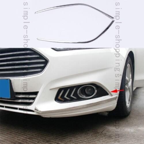 2X STEEL FRONT FOG LIGHT LAMP GARNISH TRIM COVER FOR Ford Fusion Mondeo 2013-15