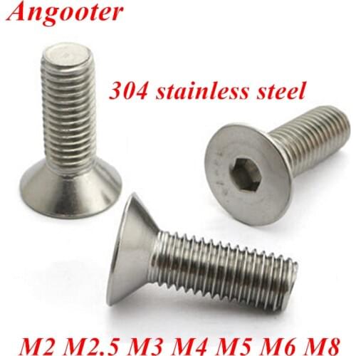 5-50pcs 304 stainless steel Allen key head flat screw DIN7991 M2 M2.5 M3 M4 M5 M6 M8 Hex socket flat countersunk head screw bolt