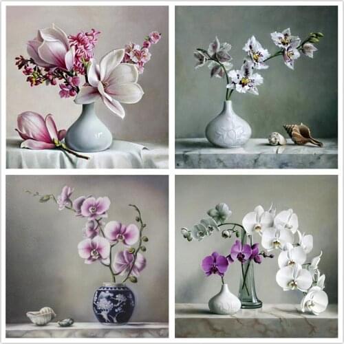 Diy Diamond Painting Cross Stitch Flower Vase Home Decor Square/Round Diamond Mosaic 5D Diamond Embroidery Kits