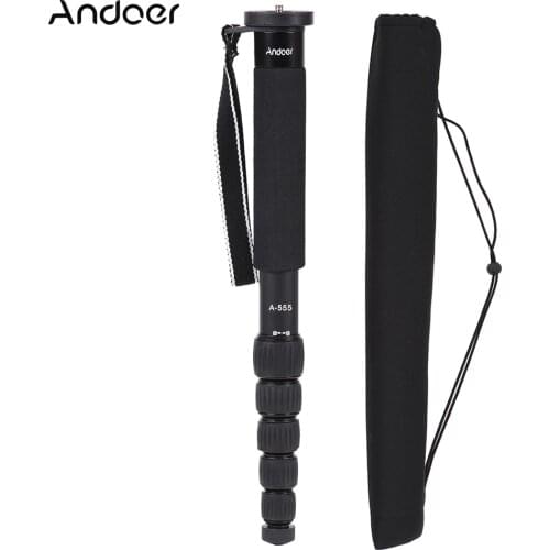 Andoer A-555 6-Section Compact Portable Photography Aluminum Alloy Monopod Unipod Stick for Nikon Canon Sony Pentax Camera