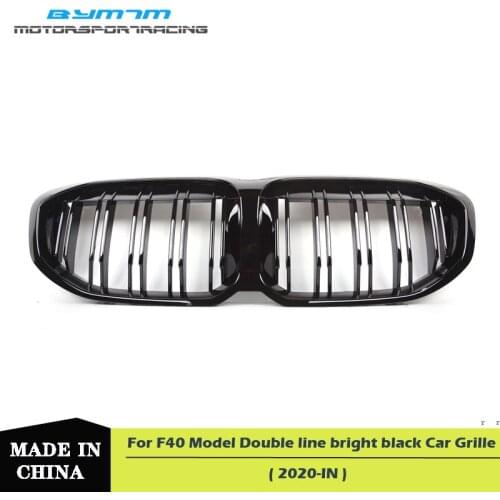 Automobile appearance parts Double line bright black ABS Car Front Grille For BMW 1 Series F40