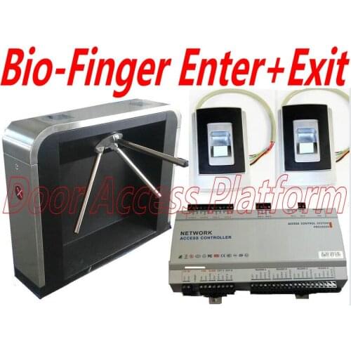 Biometric Fingerprint Enter+Exit to Tripod Turnstile Gate Access Gate Reader IP Network Access Controller Turnstile Security kit