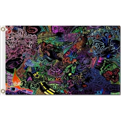 Colorful graffiti painting abstract art Rasta flags 3'x5' polyester