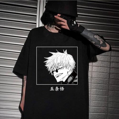 Anime Jujutsu Kaisen T Shirt Men Kawaii Summer Tops Gojo Satoru Graphic Tees Cool Cartoon Unisex T-shirt Male