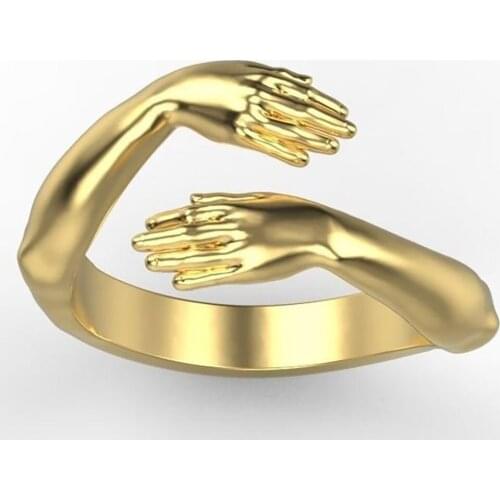 Romantic Carved Hand Love Hug Rings Women Forever Love Open Finger Adjustable Promise Ring Couple Jewelry