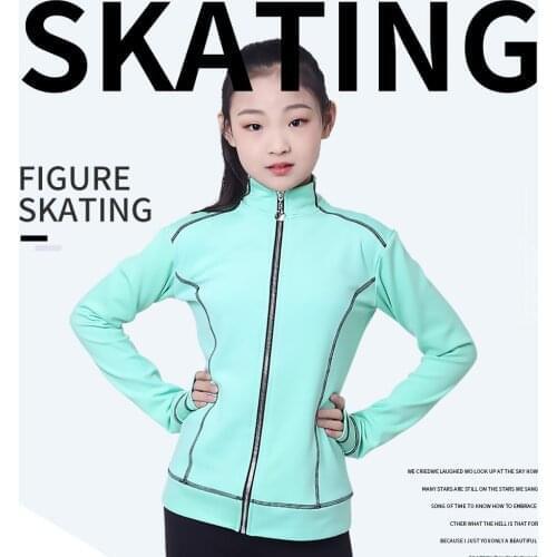 Customized Figure Skating Suits Jacket and Pants Long Trousers for Girl Women Training Ice Skating Warm black pink Mesh sleeve