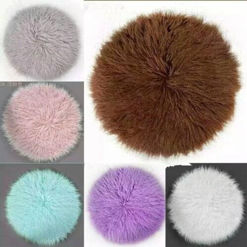 80X80cm plush long wool faux fur table mat baby photo props baby photograph background mat winter thick warm receiving blanket