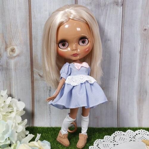 ICY DBS Blyth doll No.BL3139 Blonde hair without bangs JOINT body Chocolate skin 1/6 BJD