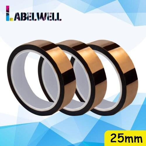 Labelwell 3pcs High Temperature Tape 25mm Kapton Tape for Thermal Insulation Polyimide Adhesive Insulating tape length 33m