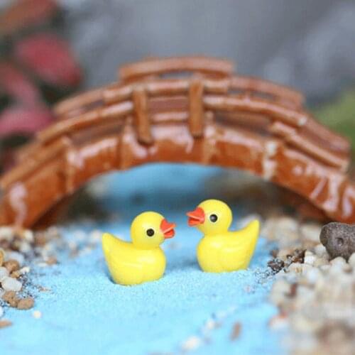 2pcs Yellow Duck Miniature Resin Garden Fairy Ornament Flower Pot Plant Pot Home Decor Mini World Landscaping Decoration