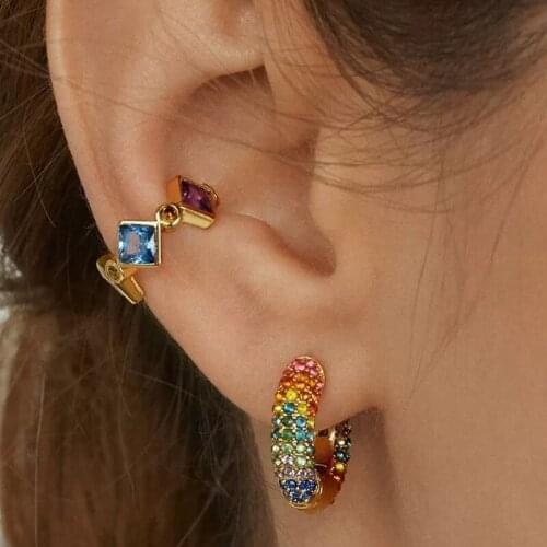 Fashion simple alloy inlaid zircon all-match earrings temperament exquisite geometric circle womens earrings charm trend